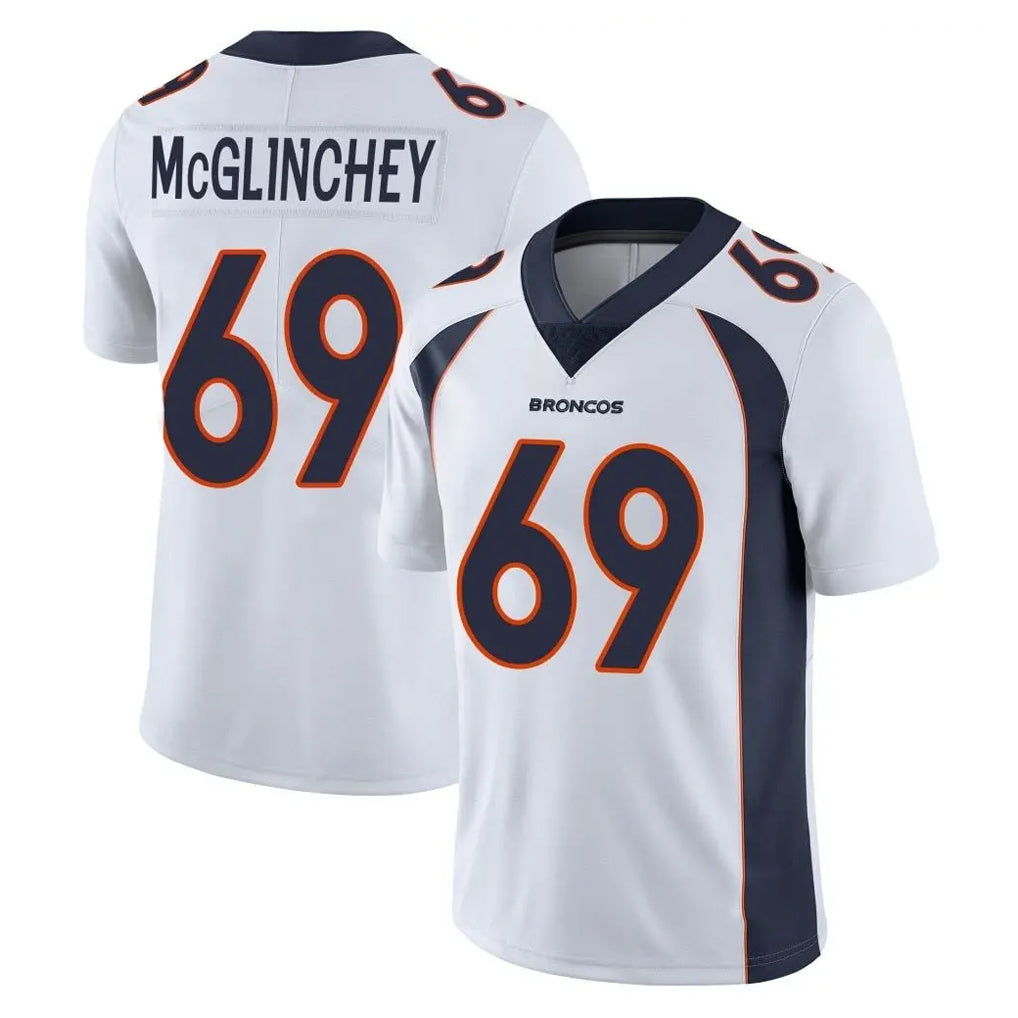 D.Broncos #69 Mike McGlinchey Player White Vapor Untouchable Limited Home Game Gdoa Stitched Jerseys
