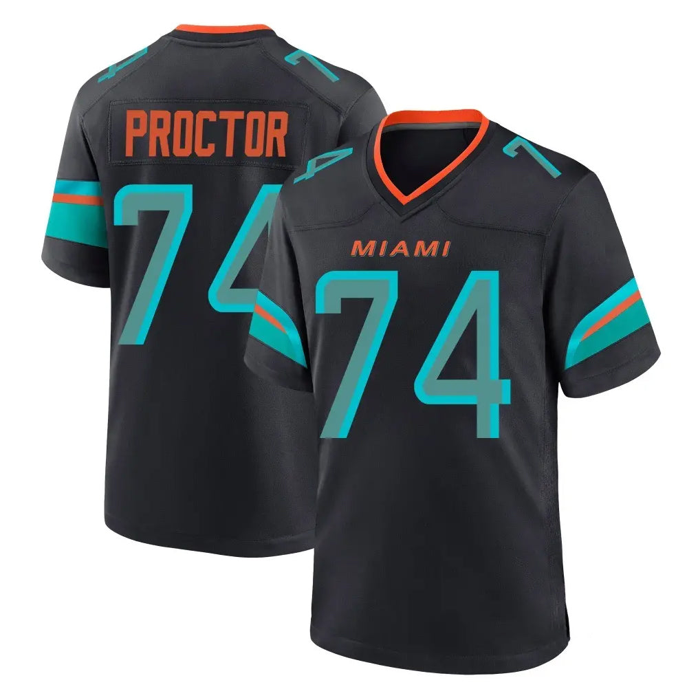 M.Dolphins #74 Kadyn Proctor Player Black Pitch Rivalries Collection Home Game Gdoa Stitched Jerseys