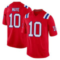NE.Patriots #10 Drake Maye Player Red Home Game Gdoa Stitched Jerseys