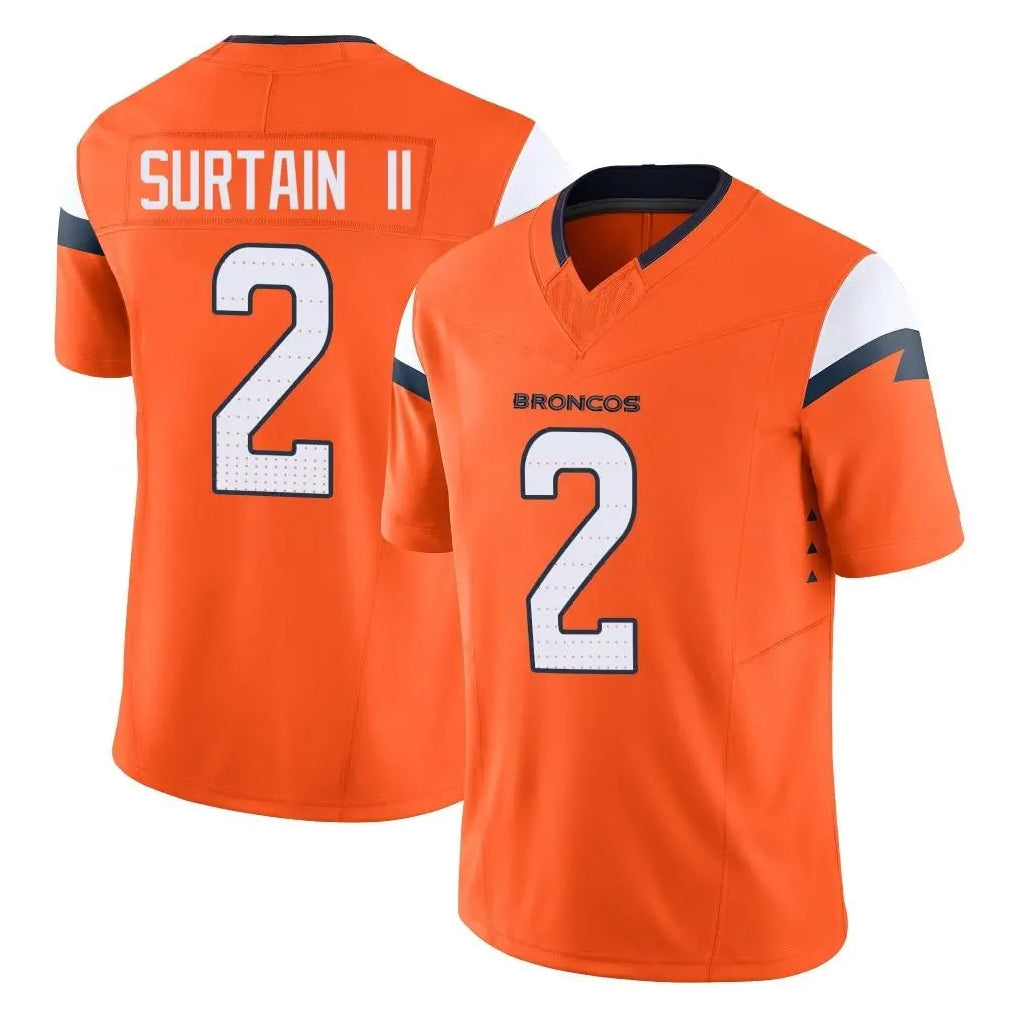 D.Broncos #2 Pat Surtain II Player Orange Vapor F.U.S.E. Limited Home Game Gdoa Stitched Jerseys