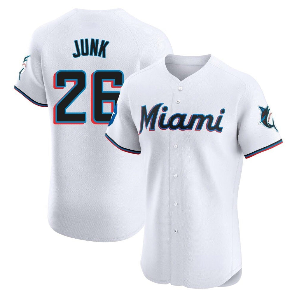 M.Marlins #26 Janson Junk Player White  Home Limited Elite Fdoa Stitched Jerseys