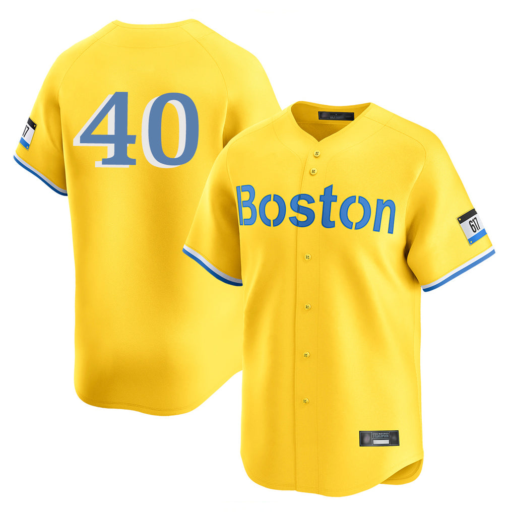B.Red Sox #40 Willson Contreras Player Yellow Limited Home Game Gdoa Stitched Jerseys