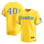 B.Red Sox #40 Willson Contreras Player Yellow Limited Home Game Gdoa Stitched Jerseys