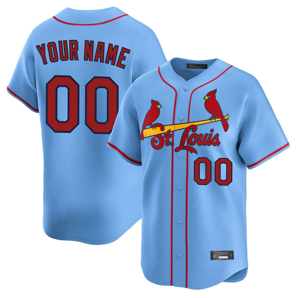 Custom St. Louis Cardinals Light Blue Limited Home Game Any Name & Number Gdoa Stitched Jerseys