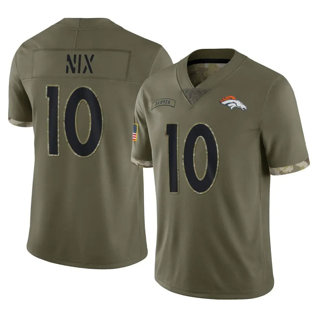 D.Broncos #10 Bo Nix Player Olive Salute To Service Limited Gdoa Stitched Jerseys