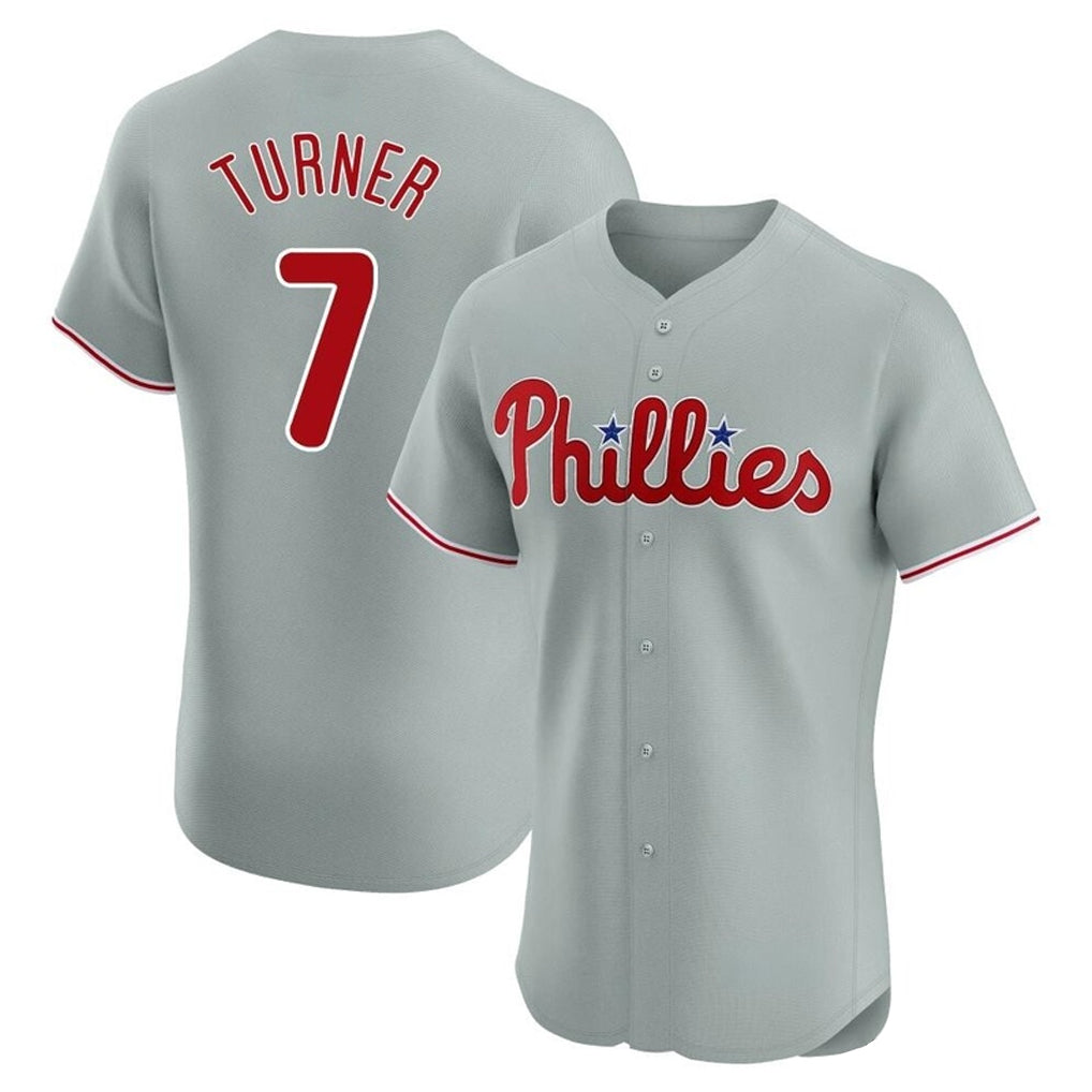 P.Phillies #7 Trea Turner Player Gray Home Limited Elite Fdoa Stitched Jerseys