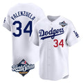 LA.Dodgers #34 Fernando Valenzuela Player White World Series Limited Home Fdoa Stitched Jerseys