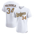 LA.Dodgers #34 Fernando Valenzuela Player Gold Limited Elite Home Fdoa Stitched Jerseys