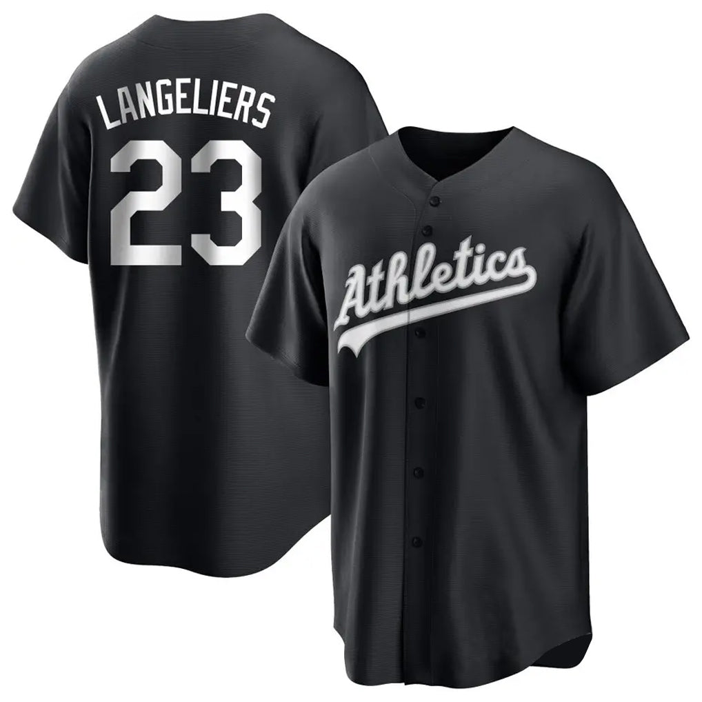 Athletics #23 Shea Langeliers Player Black Fashion Home Game Gdoa Stitched Jerseys