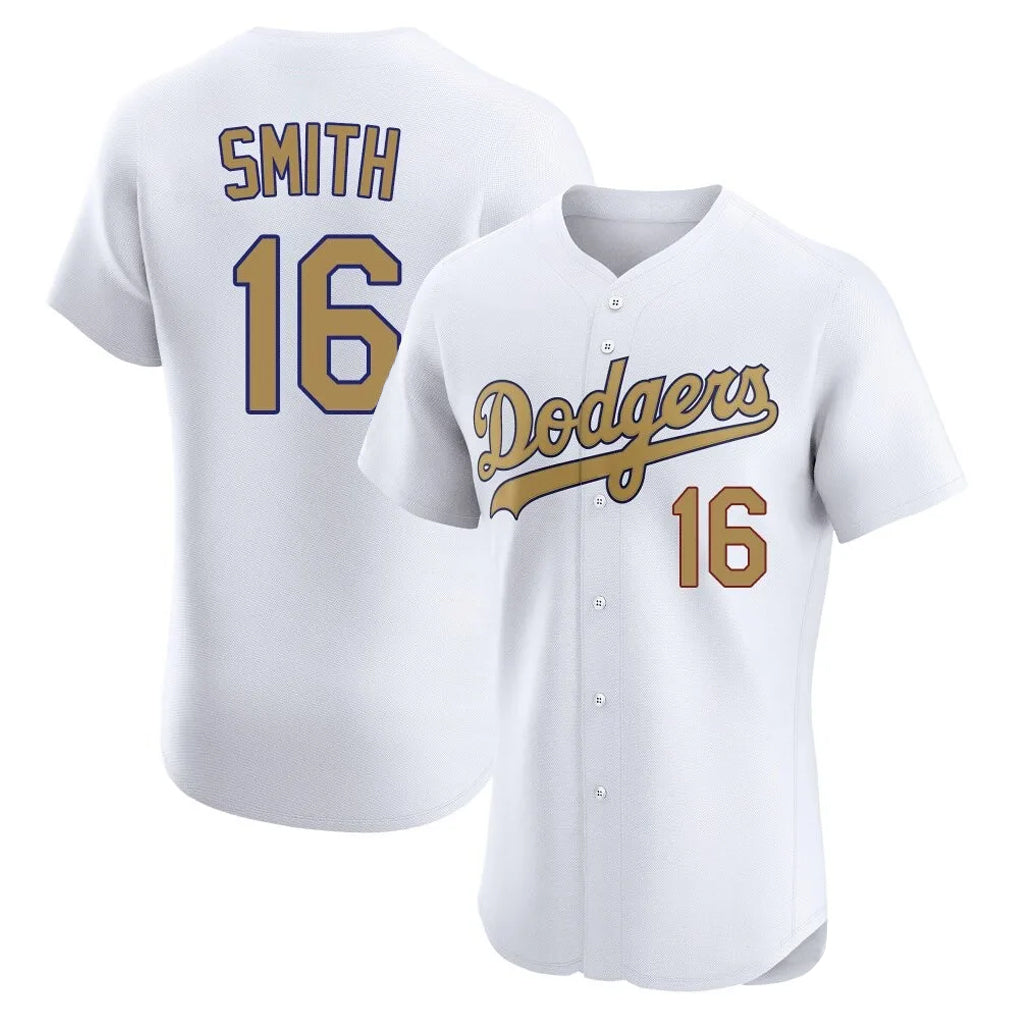 LA.Dodgers #16 Will Smith Player Gold Limited Elite Home Fdoa Stitched Jerseys
