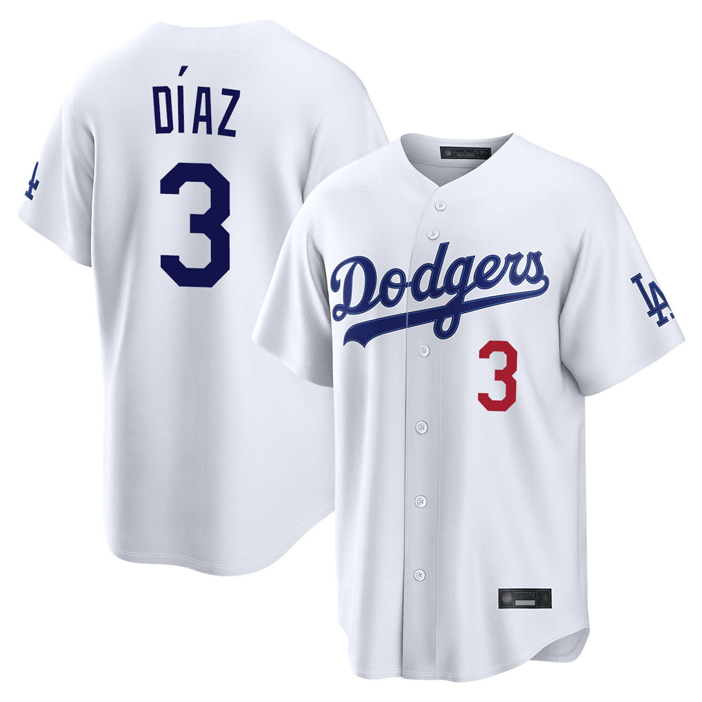 LA.Dodgers #3 Edwin D¨ªaz Player White Home Game Fdoa Stitched Jerseys