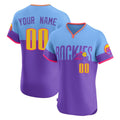 Custom C.Rockies Purple-Light Blue City Connect Limited Elite Home T-shirt Any Name & Number Gdoa Stitched Jerseys