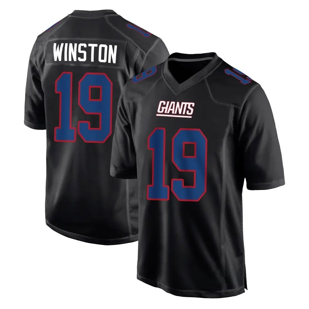 NY.Giants #19 Jameis Winston Player Carbon Fashion Limited Home Game Gdoa Stitched Jerseys