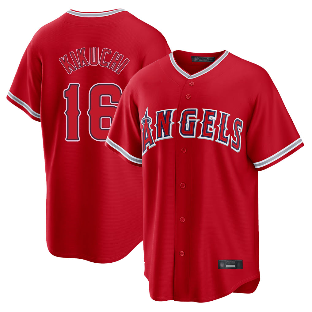 LA.Angels #16 Yusei Kikuchi Player Red Home Game Fdoa Stitched Jerseys