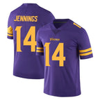 M.Vikings #14 Jauan Jennings Player Purple Limited Color Rush Home Game Gdoa Stitched Jerseys