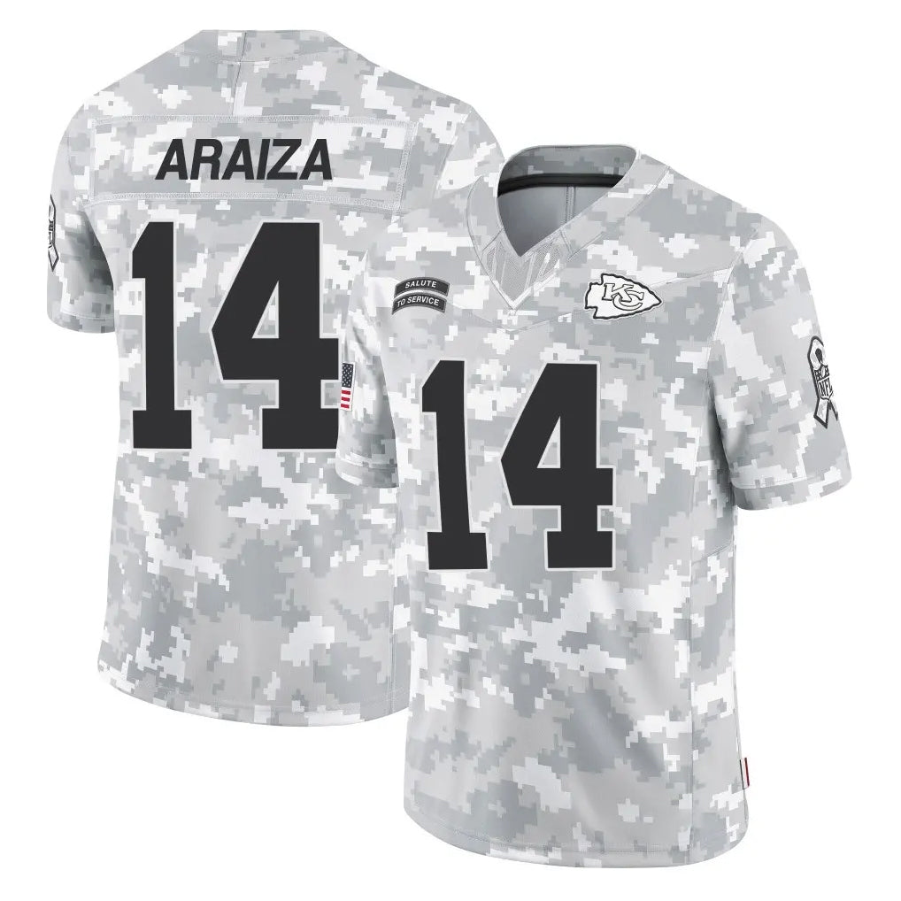 KC.Chiefs #14 Matt Araiza Player Arctic Camo Salute To Service Limited Game Gdoa Stitched Jerseys