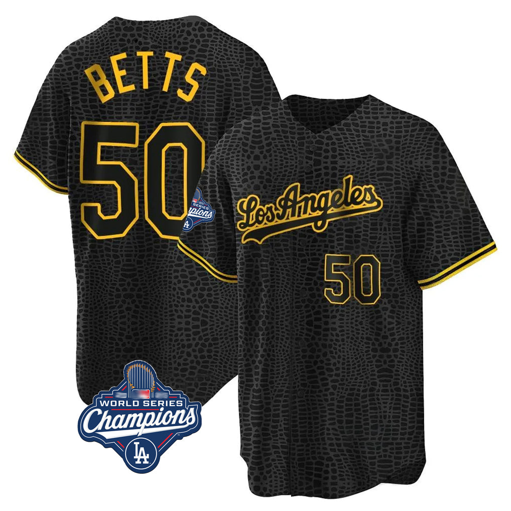 LA.Dodgers #50 Mookie Betts Player Black Gold World Series Meet Limited Home Fdoa Stitched Jerseys