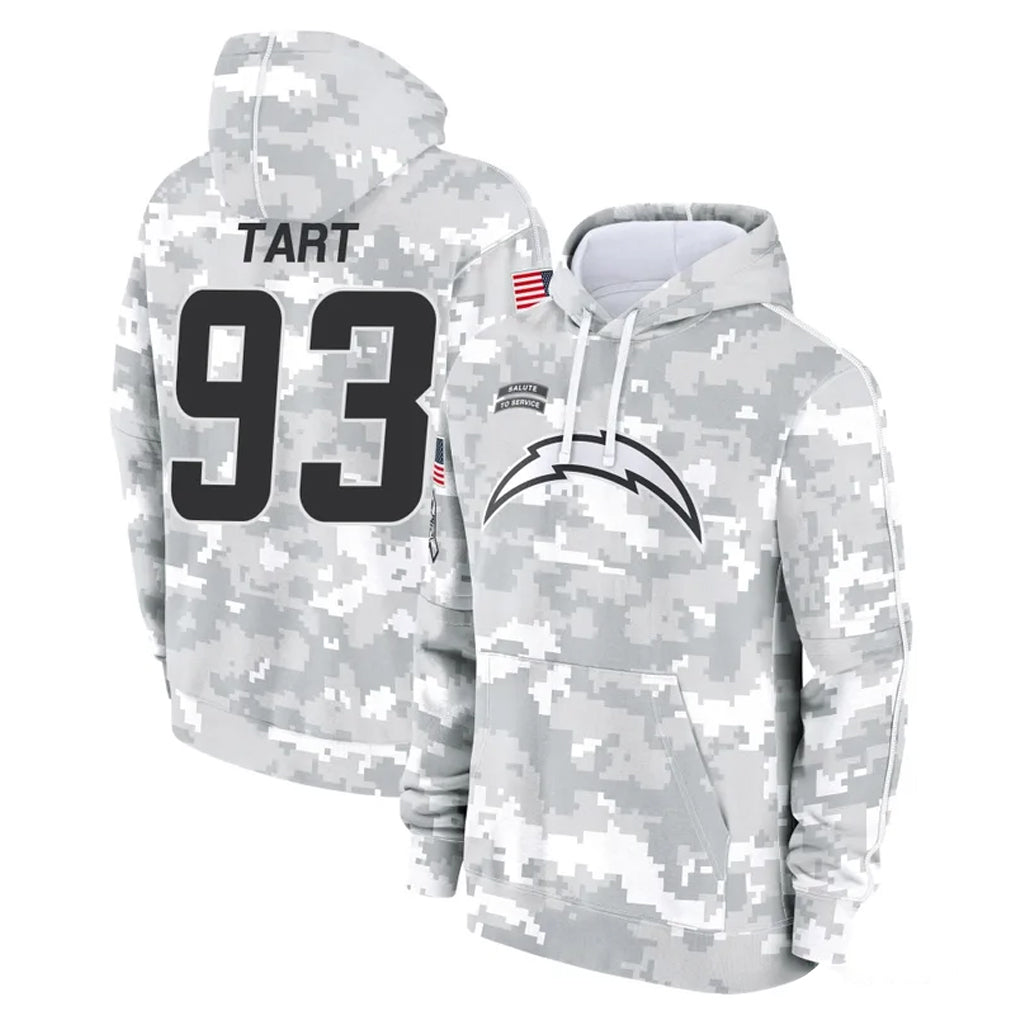 LA.Chargers #93 Teair Tart Player Arctic Camo Salute to Service Hoodies Limited Game Gdoa Stitched Jerseys