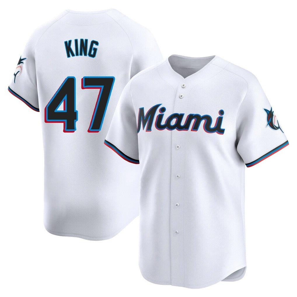 M.Marlins #47 John King Player White  Home Limited Fdoa Stitched Jerseys