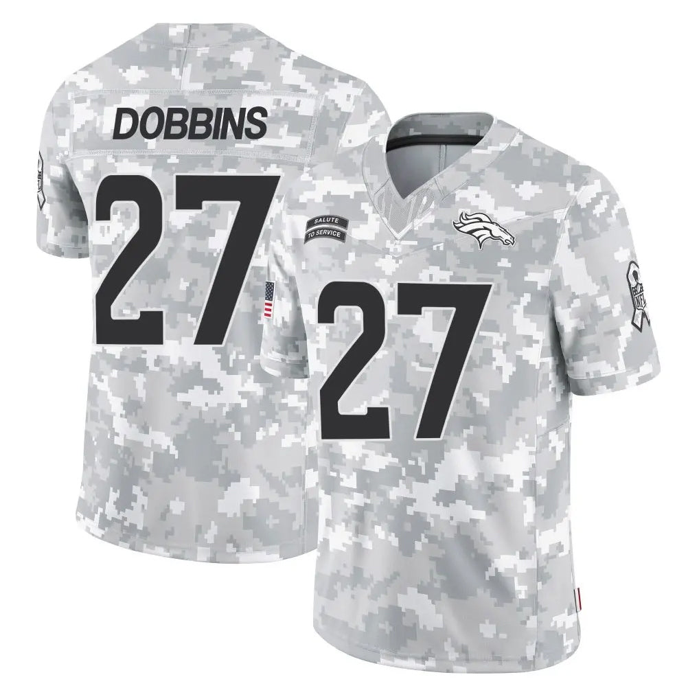 D.Broncos #27 J.K. Dobbins Player Arctic Camo Salute To Service Limited Gdoa Stitched Jerseys