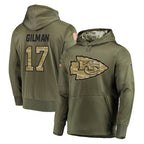 KC.Chiefs #17 Alohi Gilman Player Olive Salute to Service Pullover Hoodies Home Game Gdoa Stitched Jerseys