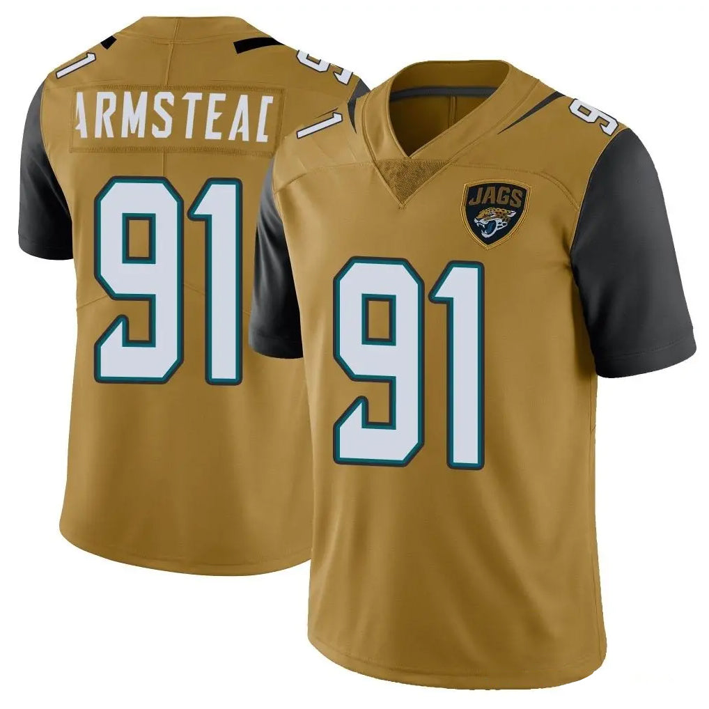 J.Jaguars #91 Arik Armstead Player Gold Vapor Limited Home Game Gdoa Stitched Jerseys