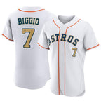 H.Astros #7 Craig Biggio Player Gold Collection Limited Elite Home Gdoa Stitched Jerseys