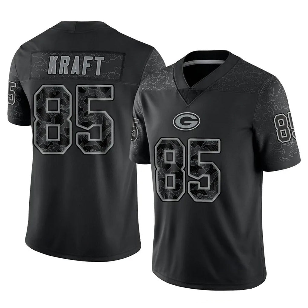 GB.Packers #85 Tucker Kraft Player Black Reflective Limited Home Game Gdoa Stitched Jerseys