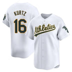 Athletics #16 Nick Kurtz Player White Limited Home Game Gdoa Stitched Jerseys