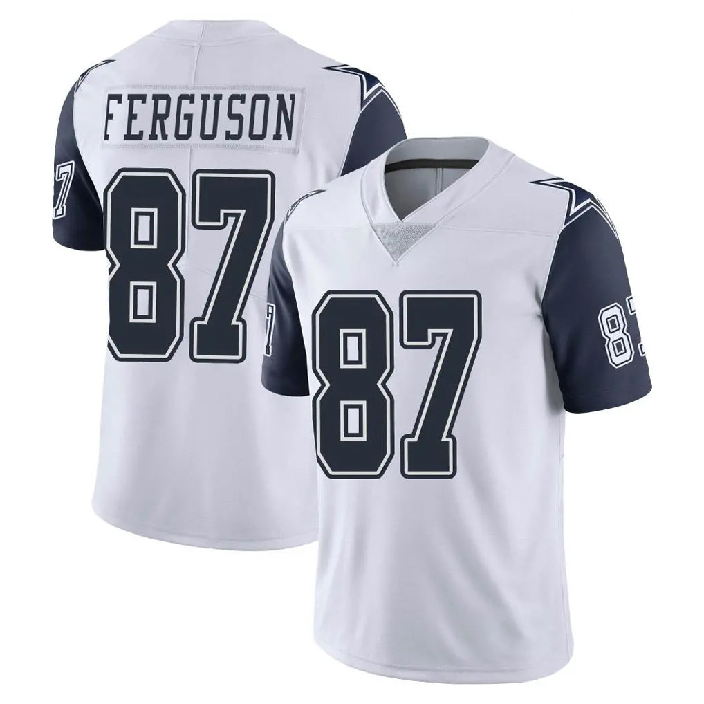 D.Cowboys #87 Jake Ferguson Player White-Navy Limited Color Rush Vapor Untouchable Home Game Gdoa Stitched Jerseys