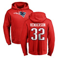 NE.Patriots #32 TreVeyon Henderson Player Red LOGO Pullover Hoodies Home Game Gdoa Stitched Jerseys