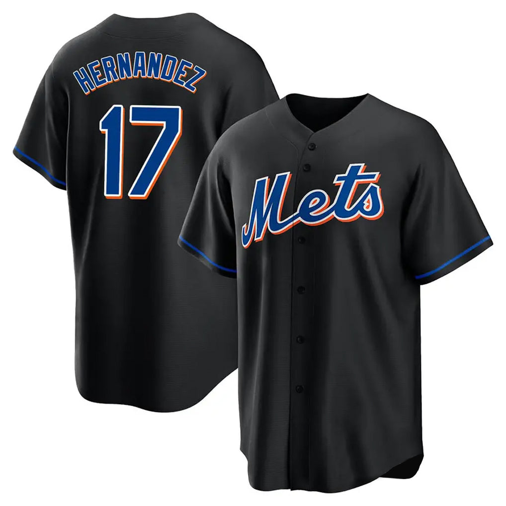 NY.Mets #17 Keith Hernandez Player Black Replica Home Game Fdoa Stitched Jerseys