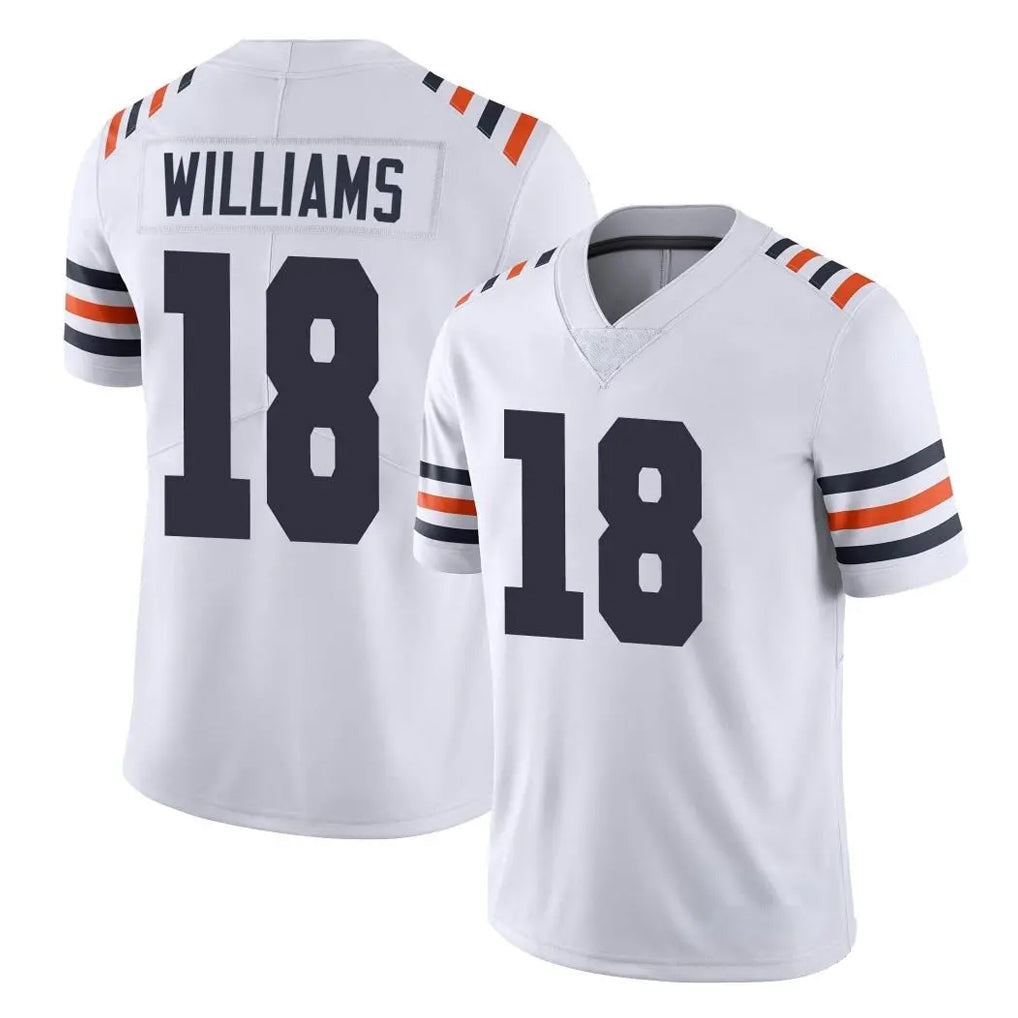 C.Bears #18 Caleb Williams Player White Classic Vapor Limited Home Game Gdoa Stitched Jerseys