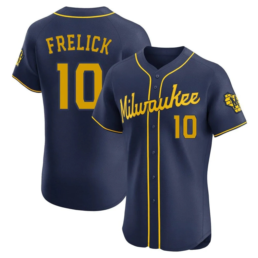 M.Brewers #10 Sal Frelick Player Navy Home Limited Elite Fdoa Stitched Jerseys