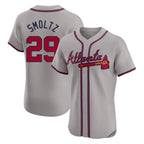 A.Braves #29 John Smoltz Player Gray Limited Elite Home Game Gdoa Stitched Jerseys