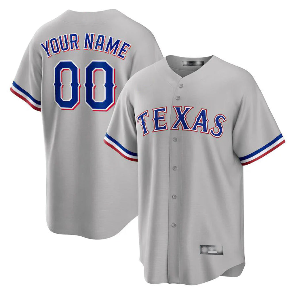 Custom T.Rangers Gray Home Game Any Name & Number Gdoa Stitched Jerseys