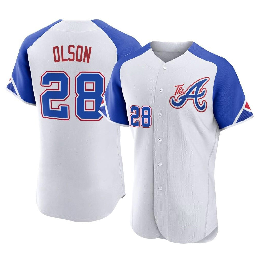 A.Braves #28 Matt Olson Player White City Connect Limited Elite Home Game Gdoa Stitched Jerseys