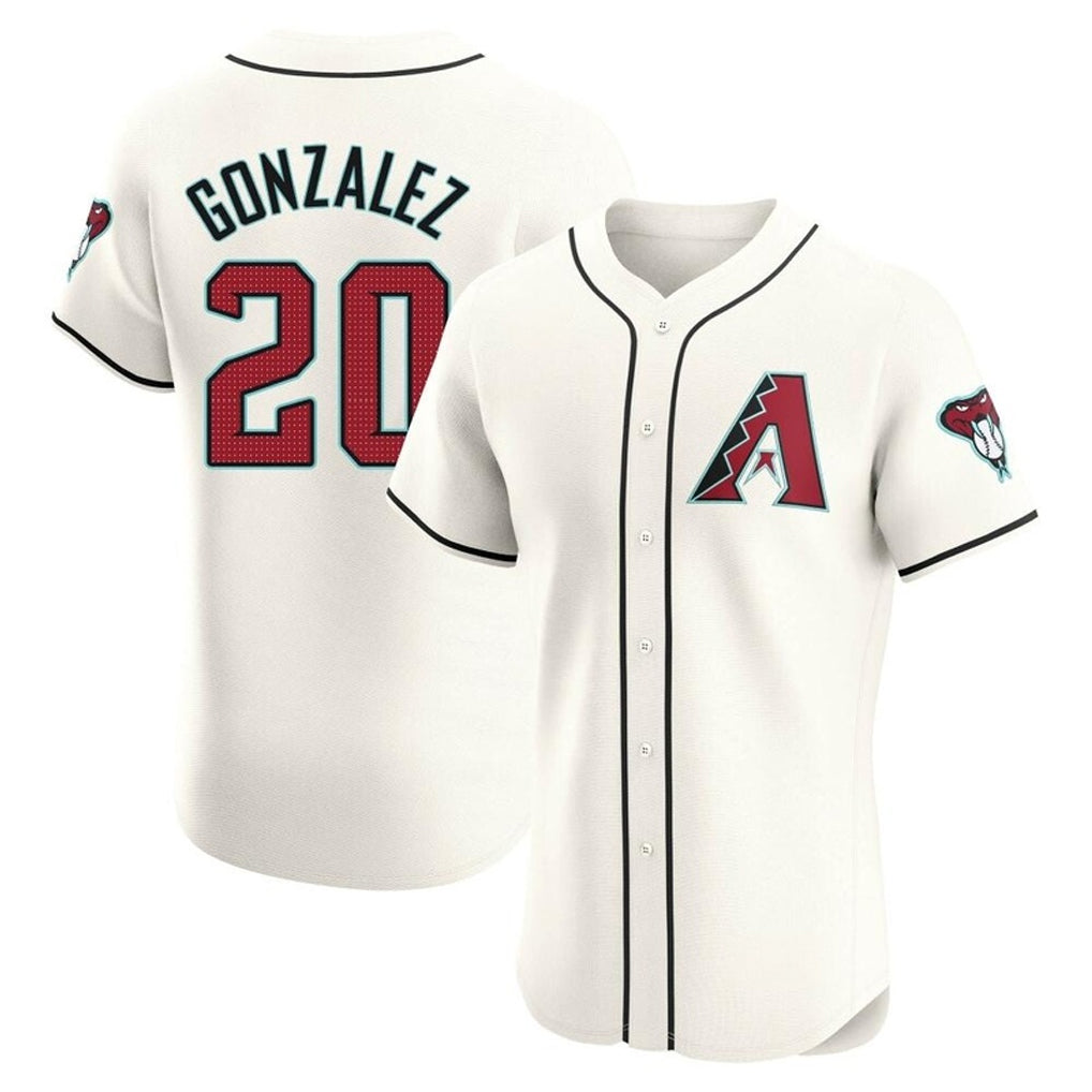 A.Diamondbacks #20 Luis Gonzalez Player Cream Limited Elite Home Game Gdoa Stitched Jerseys