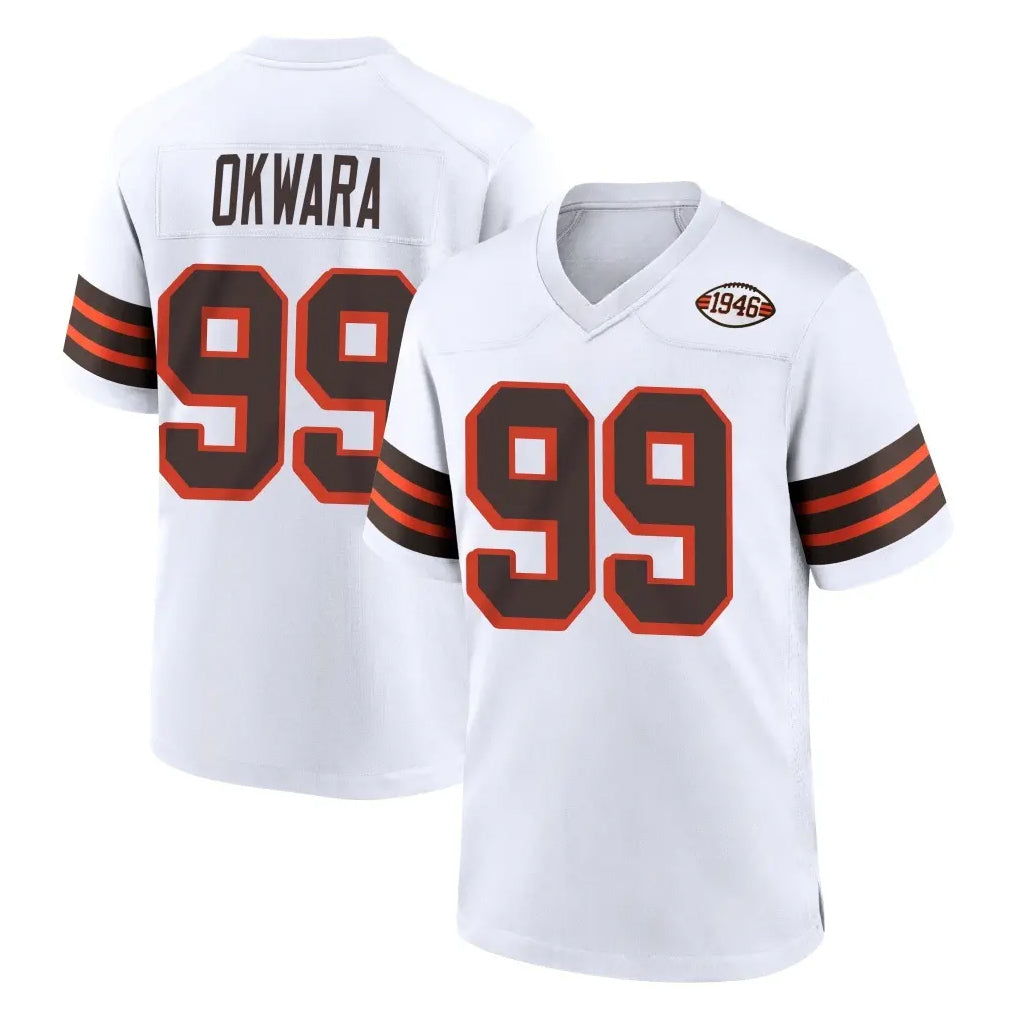 C.Browns #99 Julian Okwara Player White Alternate Home Game Gdoa Stitched Jerseys