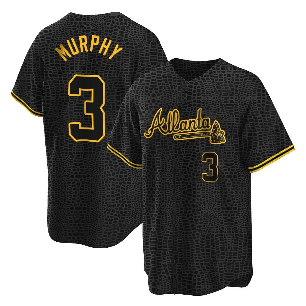 A.Braves #3 Dale Murphy Player Black Snake Skin City Home Game Gdoa Stitched Jerseys
