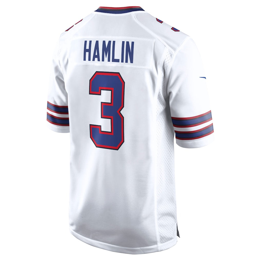 B.Bills #3 Damar Hamlin Player White Home Game Gdoa Stitched Jerseys