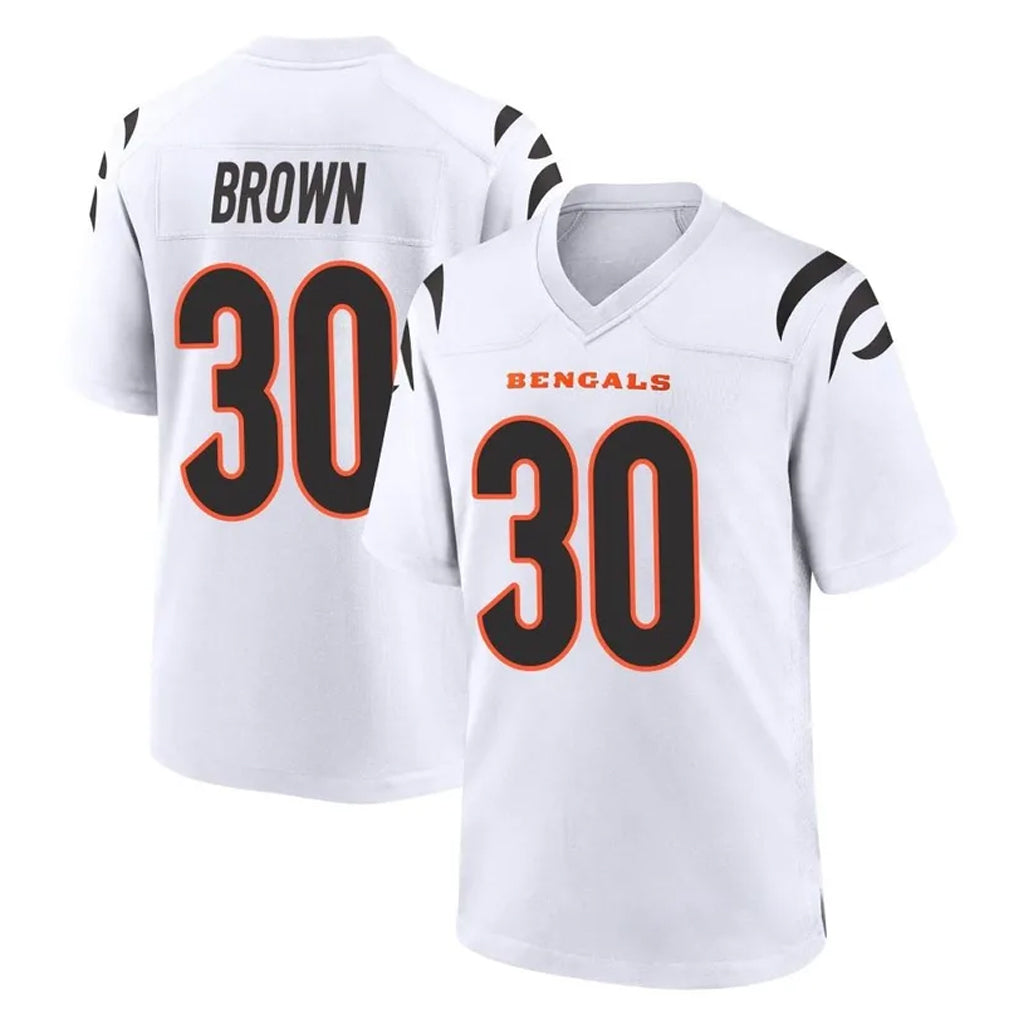 C.Bengals #30 Chase Brown Player White Home Game Gdoa Stitched Jerseys