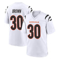 C.Bengals #30 Chase Brown Player White Home Game Gdoa Stitched Jerseys