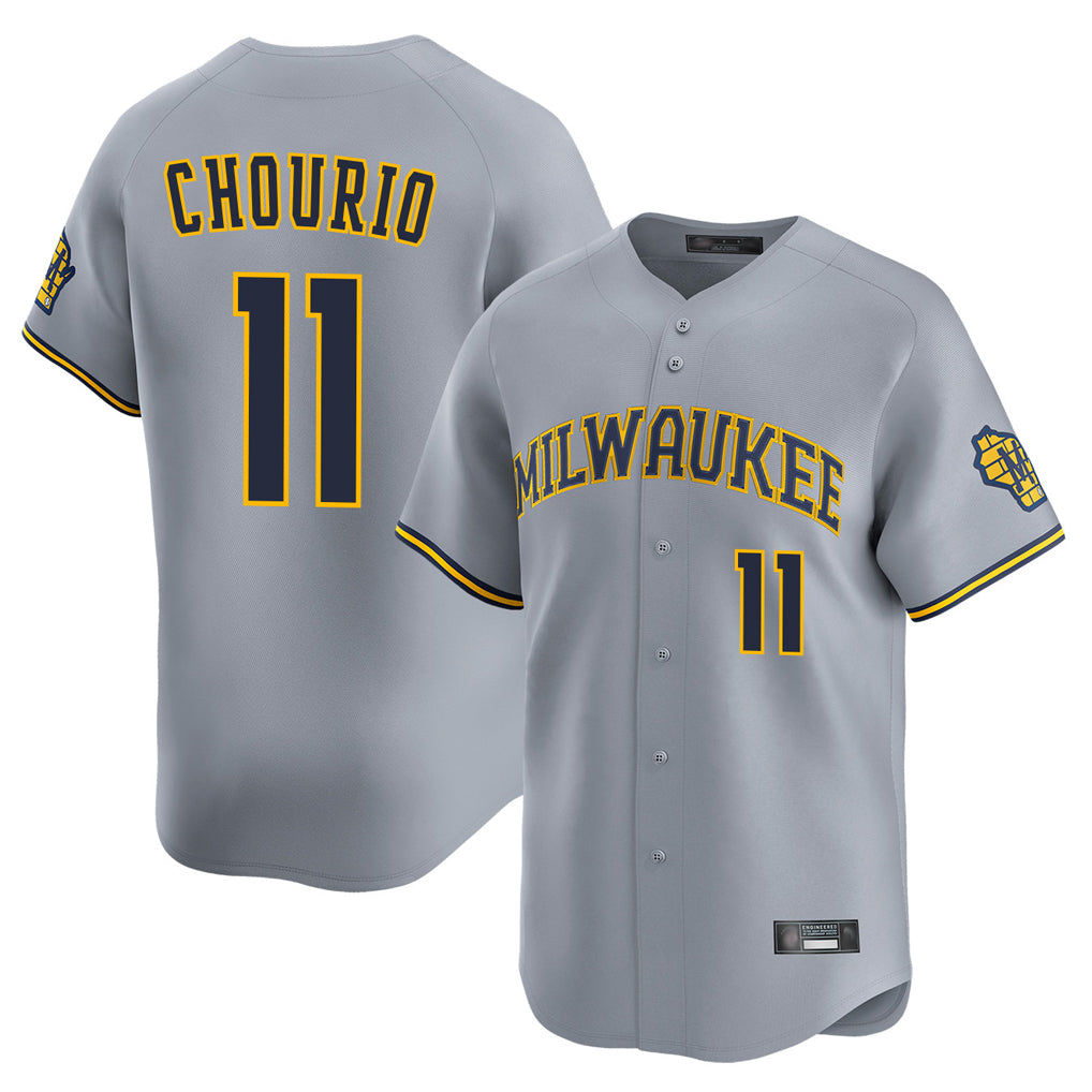 M.Brewers #11 Jackson Chourio Player Gray Home Limited Fdoa Stitched Jerseys