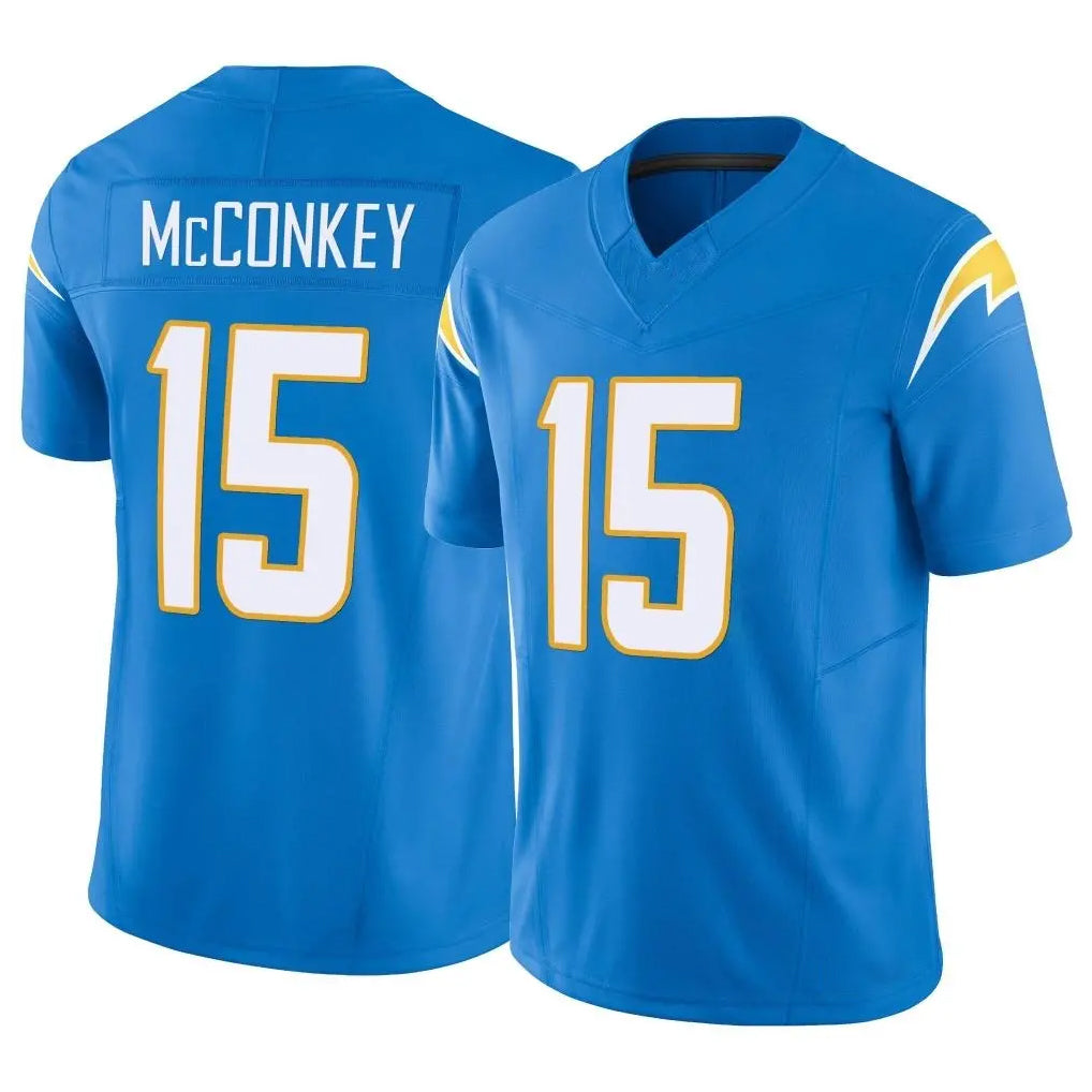 LA.Chargers #15 Ladd McConkey Player Blue Limited Vapor F.U.S.E. Home Game Gdoa Stitched Jerseys