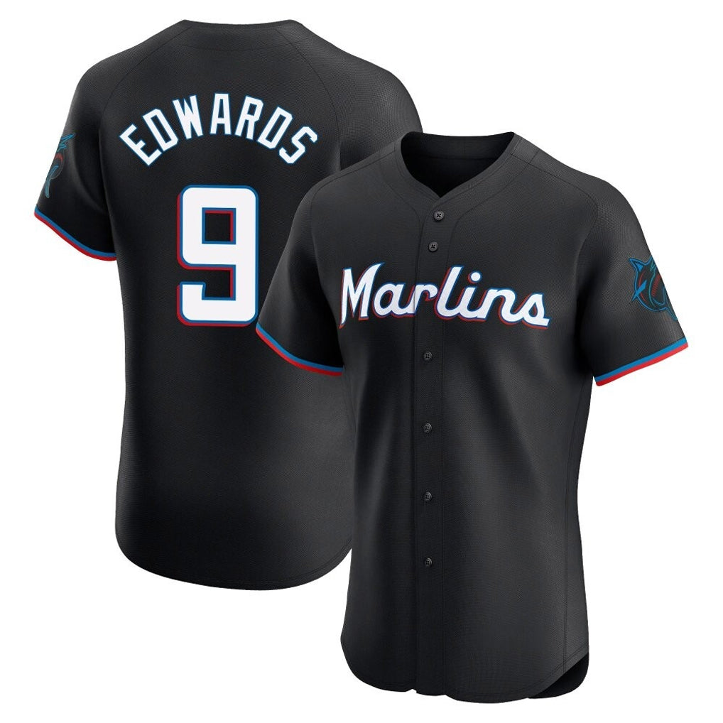 M.Marlins #9 Xavier Edwards Player Black Vapor Home Limited Elite Fdoa Stitched Jerseys