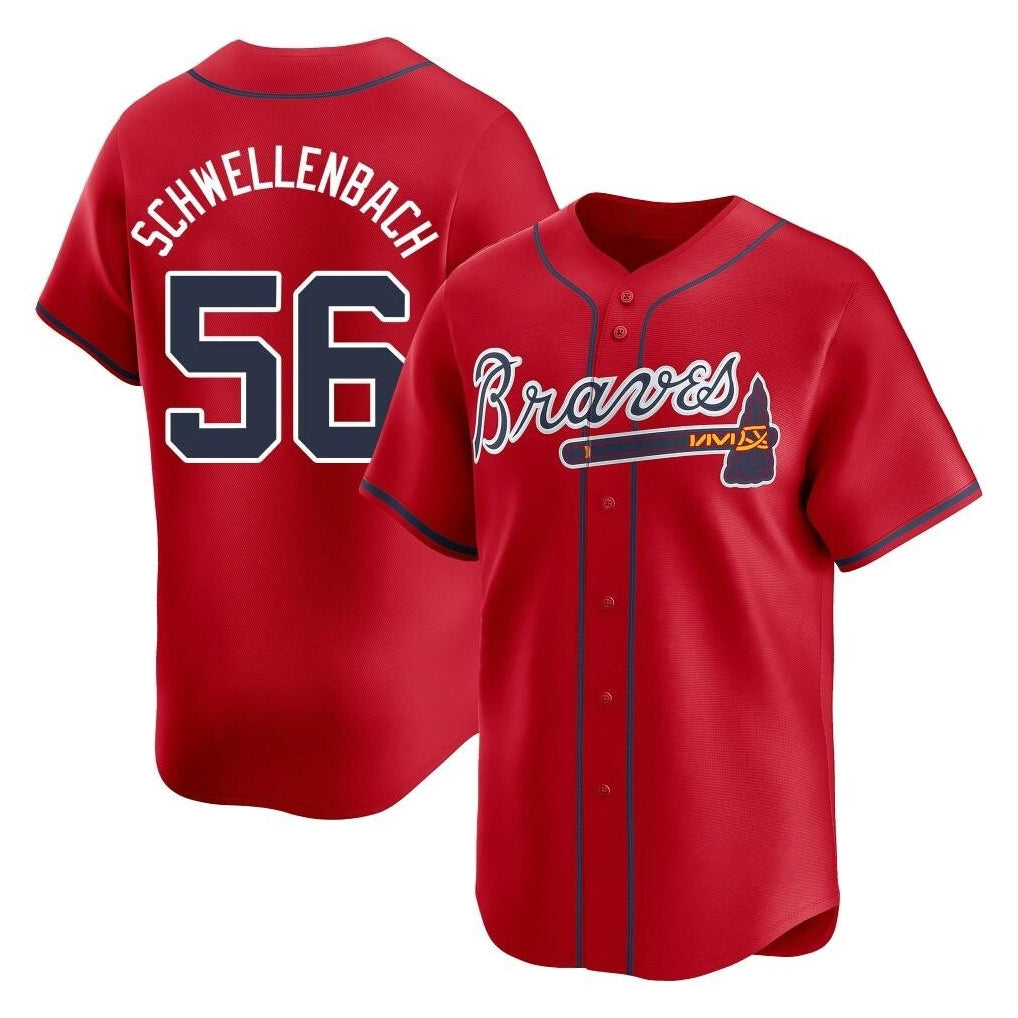 A.Braves #56 Spencer Schwellenbach Player Red Limited Home Game Gdoa Stitched Jerseys
