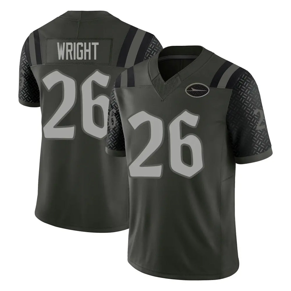 NY.Jets #26 Nahshon Wright Player Green Limited 2025 Rivalries Collection Home Game Gdoa Stitched Jerseys