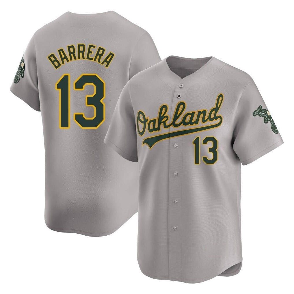 Athletics #13 Luis Barrera Player Gray Road Limited Home Game Gdoa Stitched Jerseys