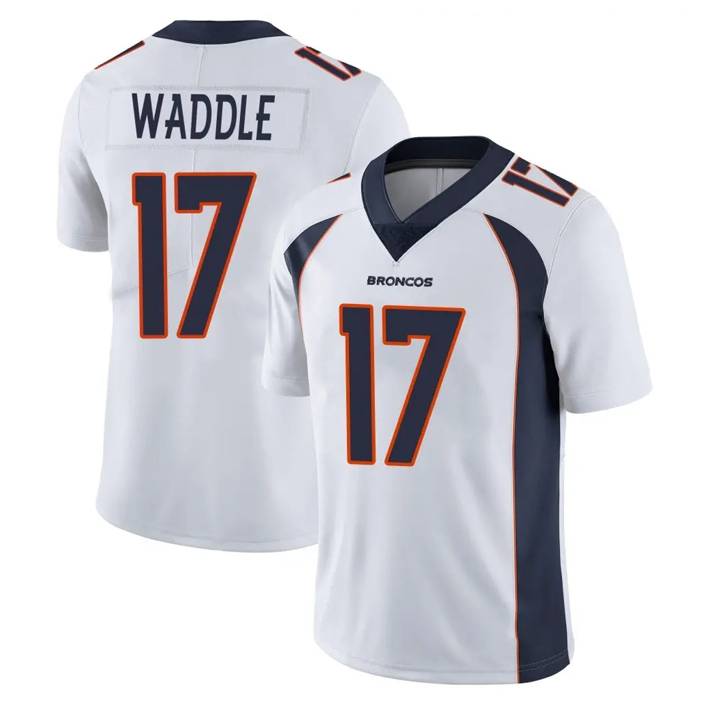 D.Broncos #17 Jaylen Waddle Player White Vapor Untouchable Limited Home Game Gdoa Stitched Jerseys